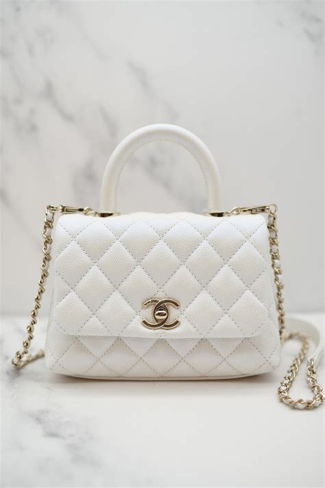 chanel coco handle iridescent white